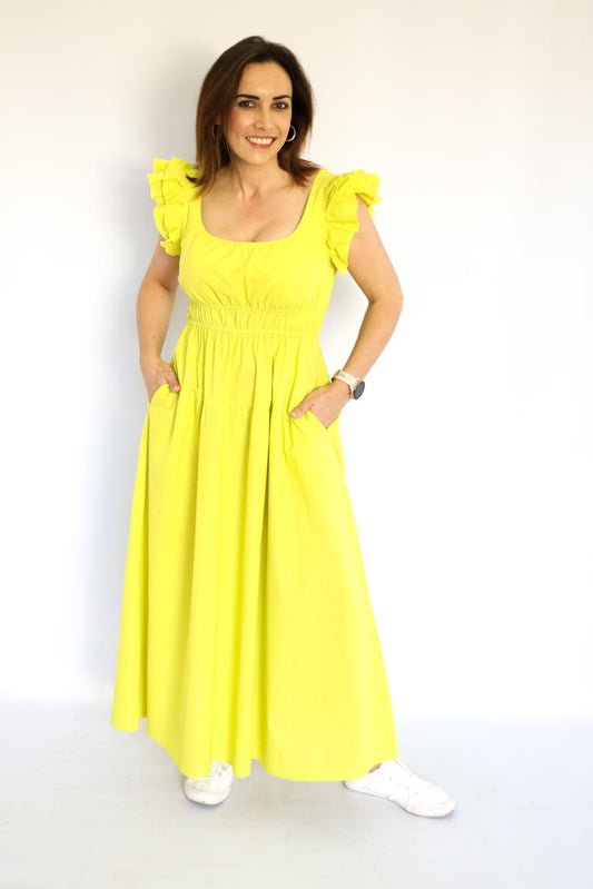 Ruffle Sleeve Long Dress
