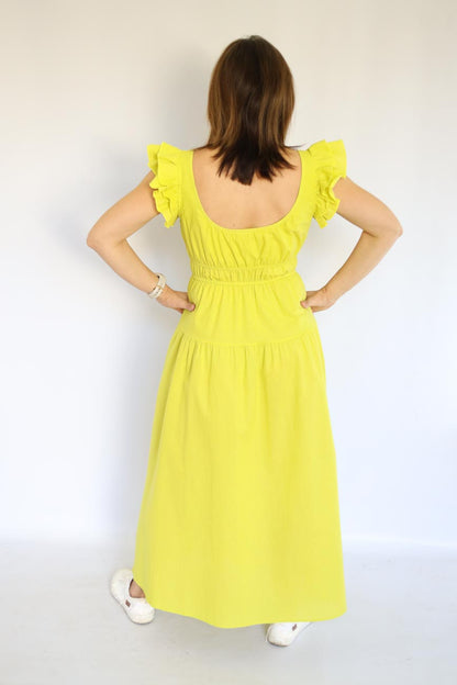 Ruffle Sleeve Long Dress