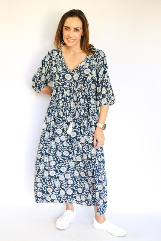 Bohemian Floral Mid-Length Dress