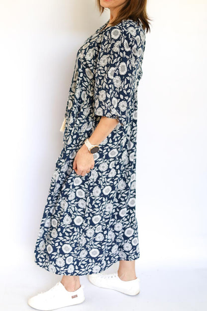 Bohemian Floral Mid-Length Dress