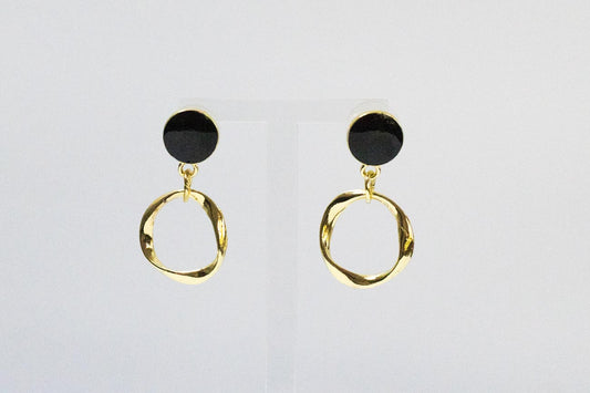 Black and Gold Hoop Earrings