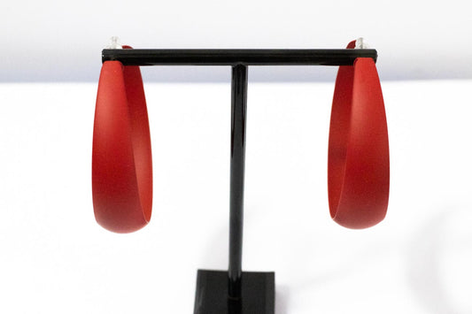 Red Oval Hoop Earrings