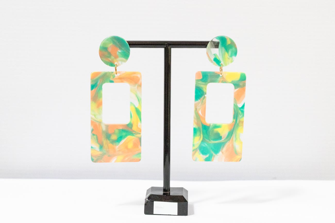 Swirl Rectangle Earrings