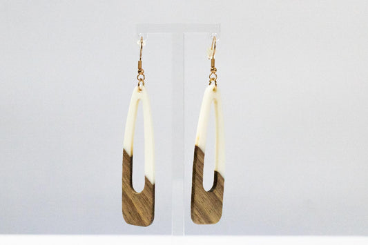 Wood and Ivory Drop Earrings