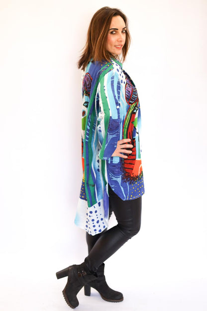 Draped Button-Up Blouse