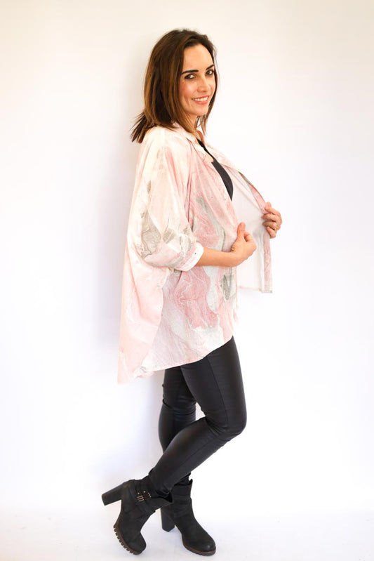 Draped Button-Up Blouse