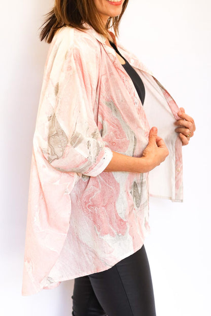 Draped Button-Up Blouse