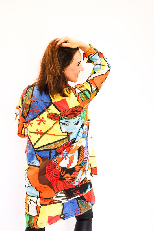 Draped Button-Up Blouse