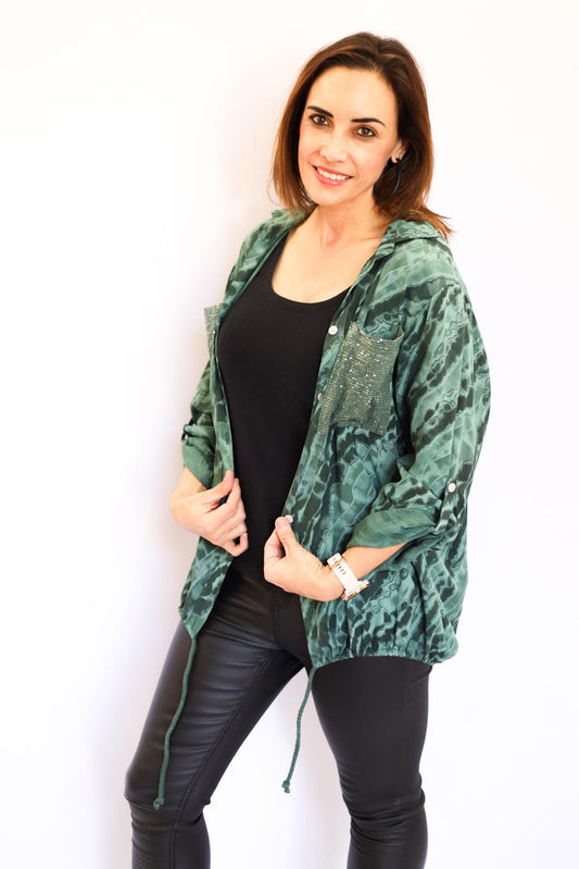 Drawstring Hem Button-Up Blouse