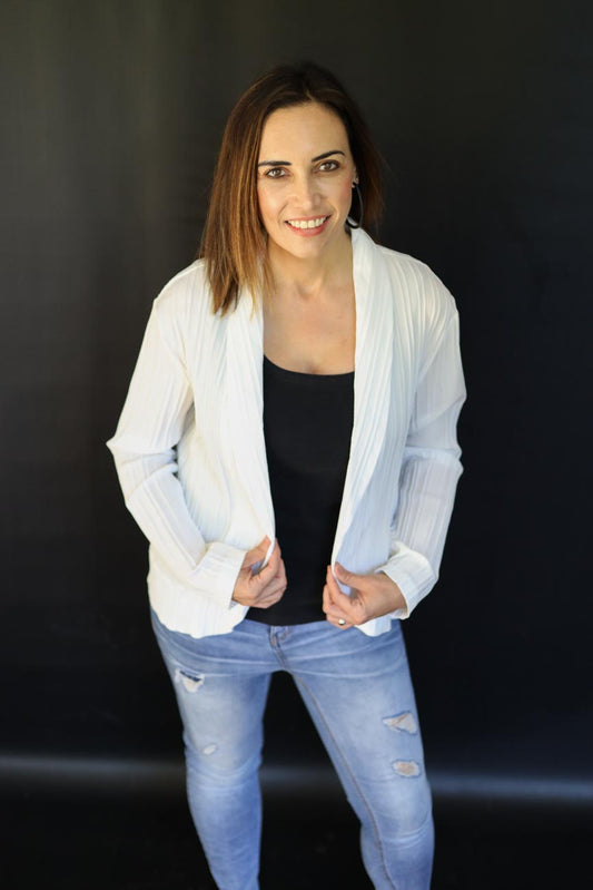 Classic Pleated Open-Front Jacket