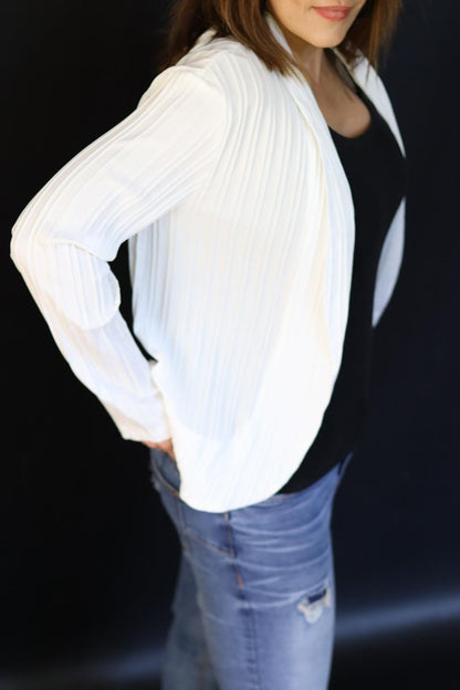 Classic Pleated Open-Front Jacket