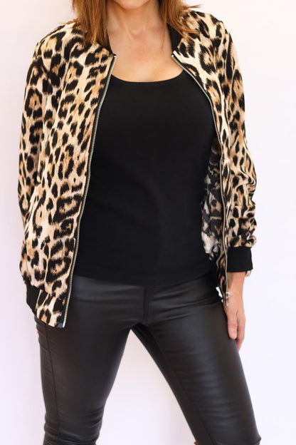 Leopard Print Bomber Jacket