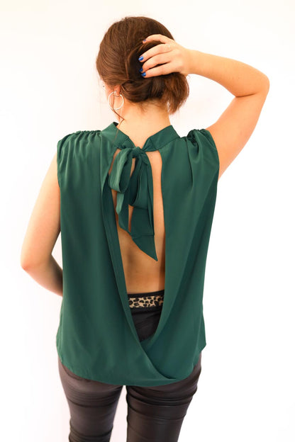 High-Neck Sleeveless Flow Top
