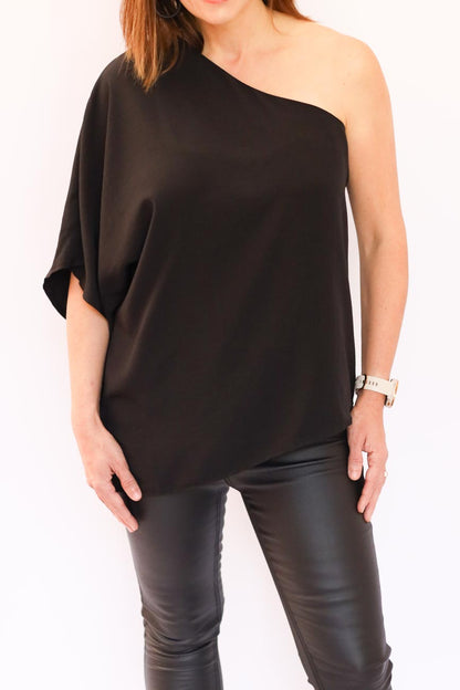 One-Shoulder Asymmetric Drape Top